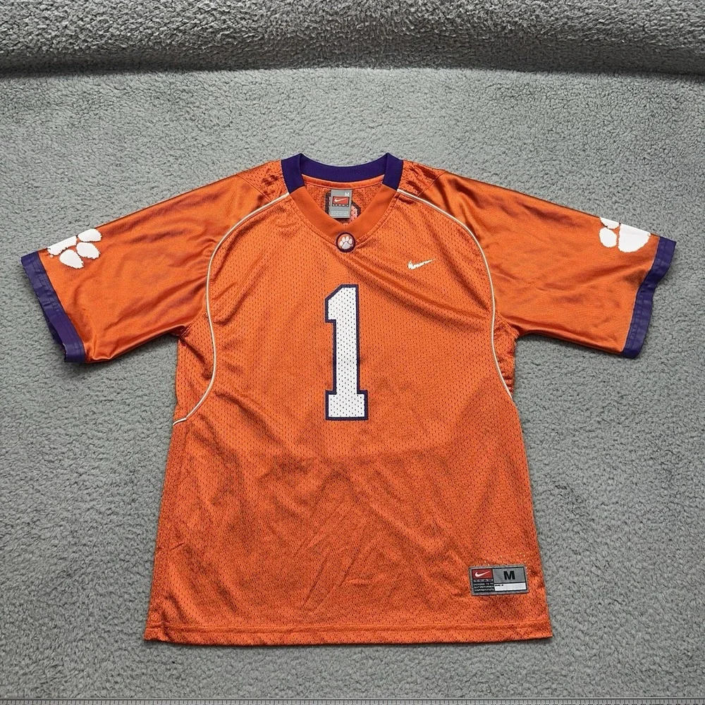 Nike Team Clemson University Tigers Orange #1 Youth Medium Home Football Jersey